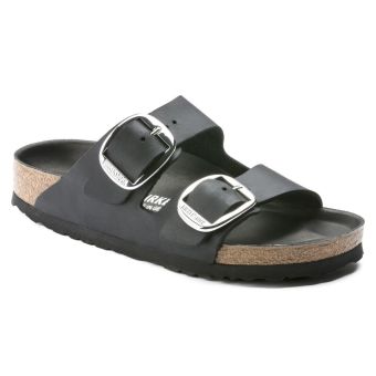 Birkenstock Arizona Big Buckle en cuir huilé étroit en noir