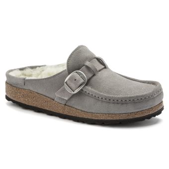 Birkenstock Buckley Shearling Suede Leather Narrow in Stone Coin