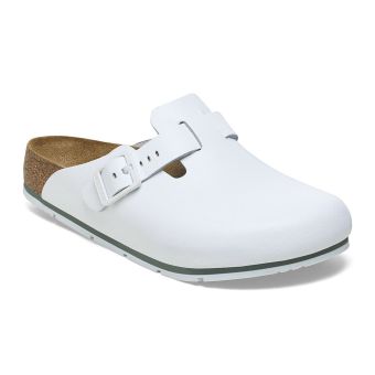 Birkenstock Boston PRO Cuir Étroit en Blanc