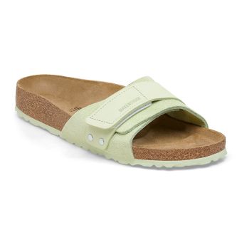 Birkenstock Oita en cuir suédé étroit en lime délavé