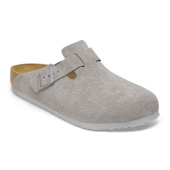 Birkenstock Boston en cuir suédé étroit en Pierre Coin