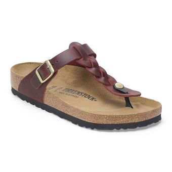 Birkenstock Cuir ciré tressé Gizeh régulier en Zinfandel