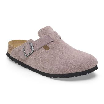 Birkenstock Boston en cuir suédé étroit en Violet fané