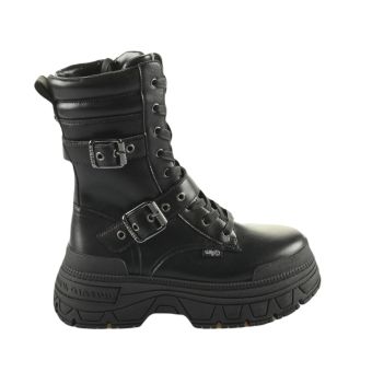 Buffalo Fusion Lace Up Biker en Noir  