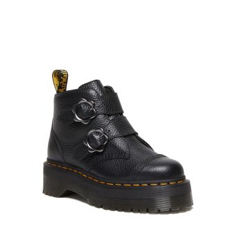 Bottes Dr. Martens plateformes à boucle DEVON FLOWER en cuir noir