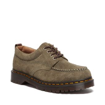 Dr. Martens Chaussures à bout mocassin en daim Lowell en Olive/Marron Foncé