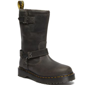 Dr. Martens Bottes de moto en cuir Anistone Tall en Gris charbon