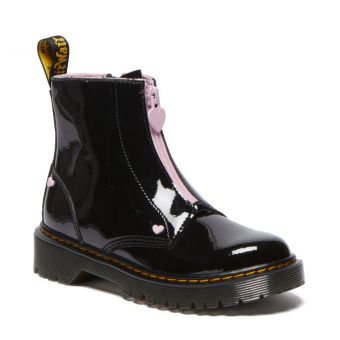 Dr. Martens Bottes à enfiler en cuir nappa verni pour cœur junior en Noir / Rose