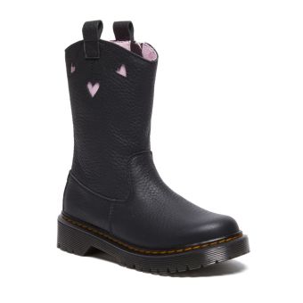 Dr. Martens Bottes à enfiler en cuir nappa verni pour cœur junior en Noir / Rose