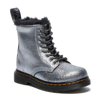 Dr. Martens Bottes à lacets en cuir vieilli et froissé Toddler 1460 Serena en Argent