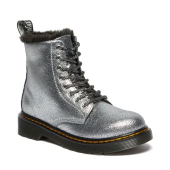 Dr. Martens Jeunesse 1460 Serena Bottes lacées en cuir vieilli et estampé en Argent