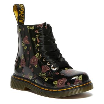 Dr. Martens Bottines en cuir rose décoloré à lacets Toddler 1460 en Noir