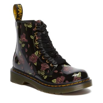 Dr. Martens Bottes à lacets en cuir rose décoloré Junior 1460 en Noir