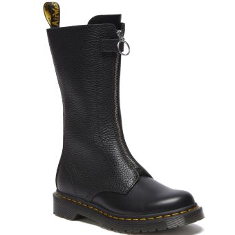 Dr. Martens Bottes à lacets en cuir avec fermeture éclair avant pour femmes 1B99 en Noir