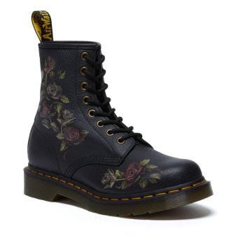 Dr. Martens Bottes à lacets en dentelle roses décolorées pour femmes 1460 en Noir