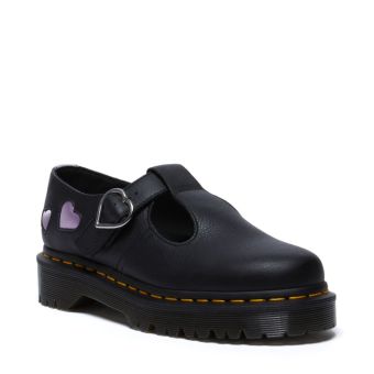 Dr. Martens Chaussures Mary Jane en satin Cœur Polley Heart Virgina en Noir/Lavande/Lilas