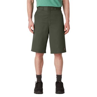 Dickies Shorts de travail à coupe ample et devant plat, 13" en Vert olive