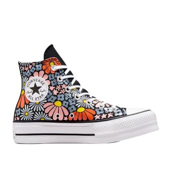 Chuck Taylor All Star Lift Platform Floral High Top - Noir/Blanc/Magma Pâle