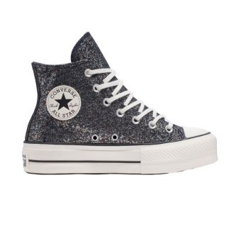 Converse Chuck Taylor All Star Lift Plateforme Paillettes en Gris/noir