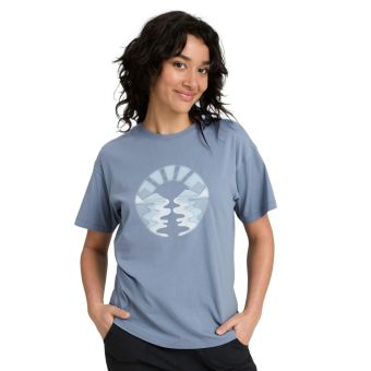 Kathmandu T-shirt en coton biologique pour femmes avec motif rétro de coucher de soleil en Au crépuscule