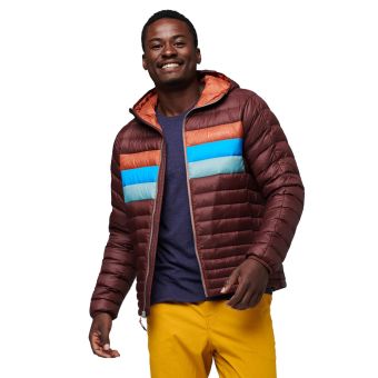 Cotopaxi Veste en Duvet à Capuche Fuego - Hommes en Chestnut Stripes