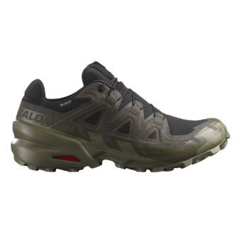 Salomon Speedcross 6 Gore-Tex Chaussures de Trail Running Homme en Noir/Tourbe/Vert lichen foncé