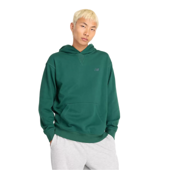 Sweat à capuche en tissu éponge français pour hommes New Balance en vert Nightwatch