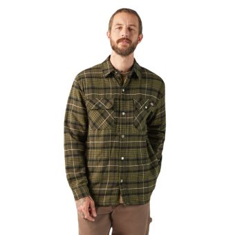 Dickies Chemise-veste en flanelle doublée de polaire hydrofuge en Vert tactique