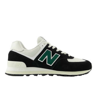 New Balance Unisexe 574 en noir avec blanc et vert marais