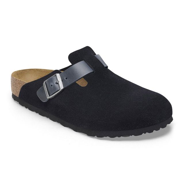 Birkenstock Boston Mélange de Cuir Regulier en Minuit