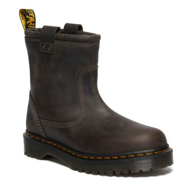 Dr. Martens Bottes de motard en cuir Anistone Lo en Gris charbon