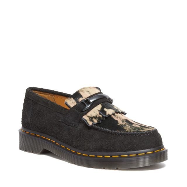 Dr. Martens Mocassin en cheveux de poulain Adrian Snaffle en Noir/Beige