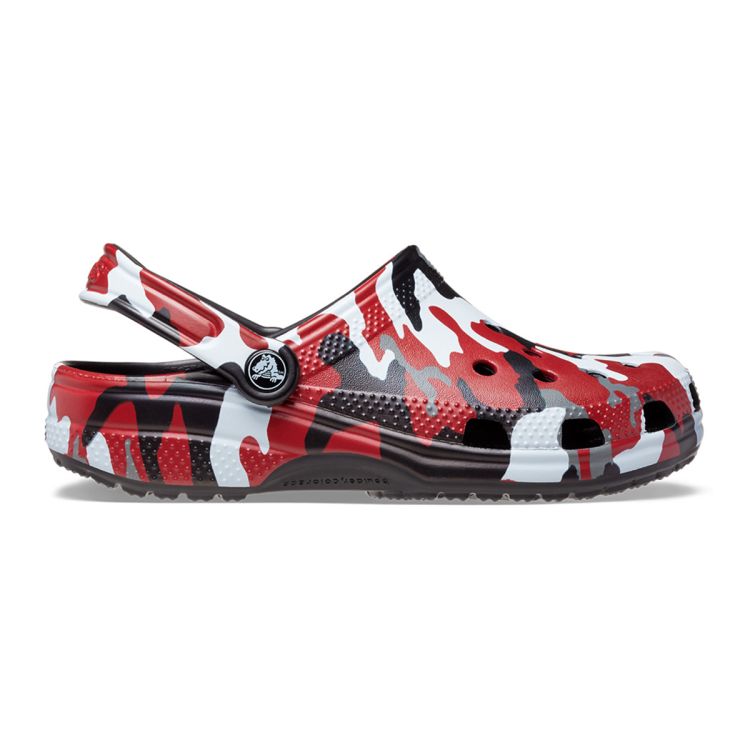 Sabot classique motif camouflage imprim Crocs en Noir Rouge