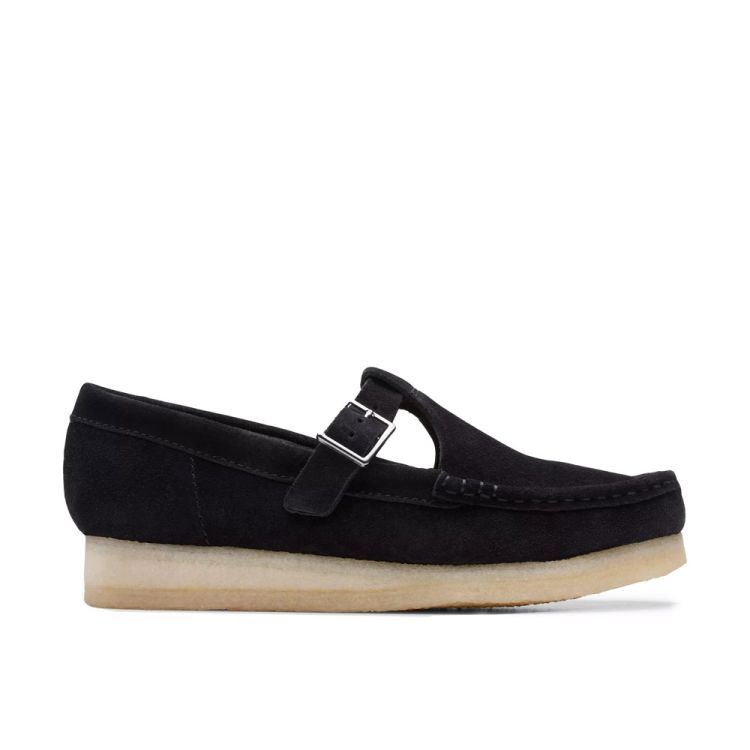 Clarks Wallabee T Bar en daim en Noir NEON Canada