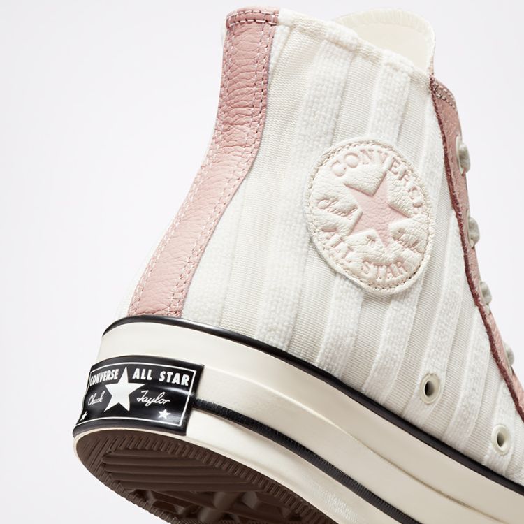 Converse Chuck 70 rayee en tissu bouclette coupe haute en Aigrette Argile rose Noir NEON Canada